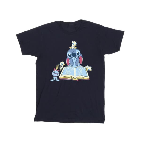 Disney Mens Lilo & Stitch Reading A Book T-Shirt