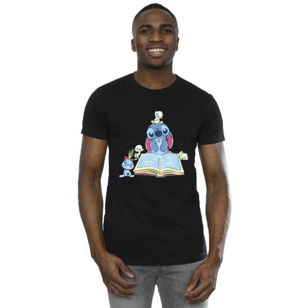 Disney Mens Lilo & Stitch Reading A Book T-Shirt