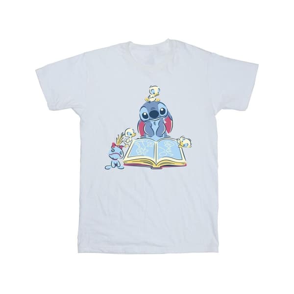Disney Mens Lilo & Stitch Reading A Book T-Shirt