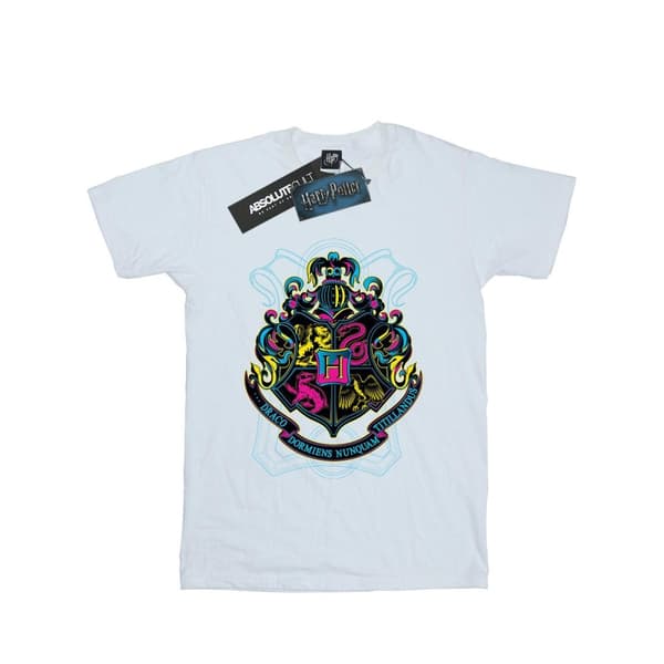 Harry Potter Boys Neon Hogwarts Crest T-Shirt White 9-11 Years