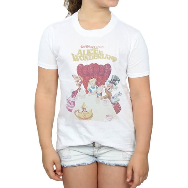 Disney Girls Alice In Wonderland Retro Poster Cotton T-Shirt