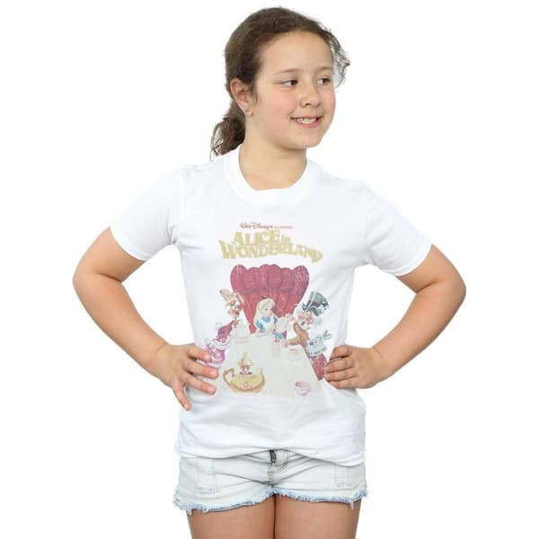 Disney Girls Alice In Wonderland Retro Poster Cotton T-Shirt
