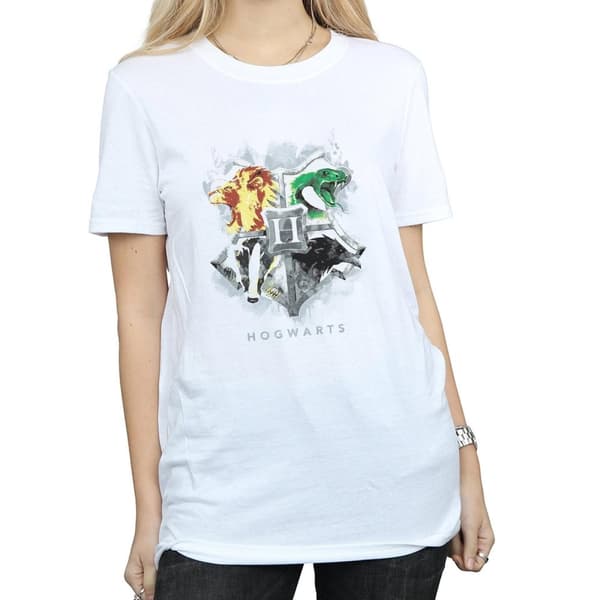Harry Potter Womens/Ladies Hogwarts Painted Crest Cotton Boyfriend T-Shirt