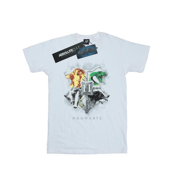 Harry Potter Womens/Ladies Hogwarts Painted Crest Cotton Boyfriend T-Shirt White M
