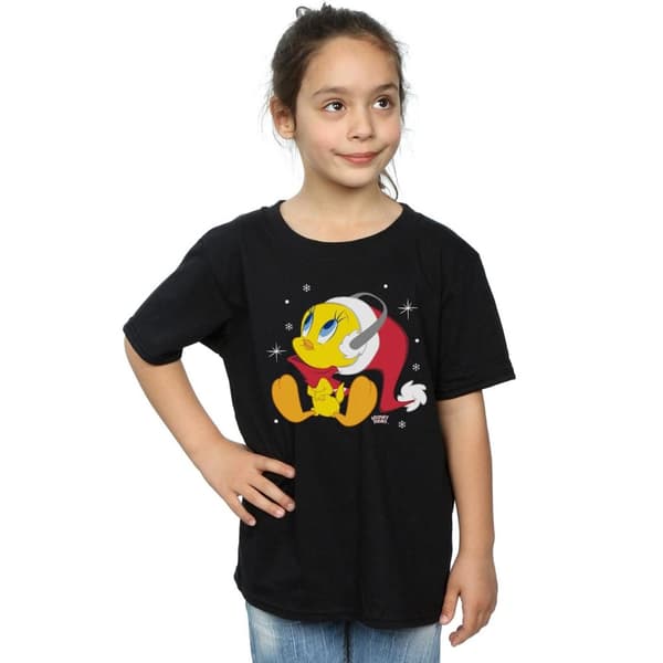 Looney Tunes Girls Christmas Tweety Cotton T-Shirt