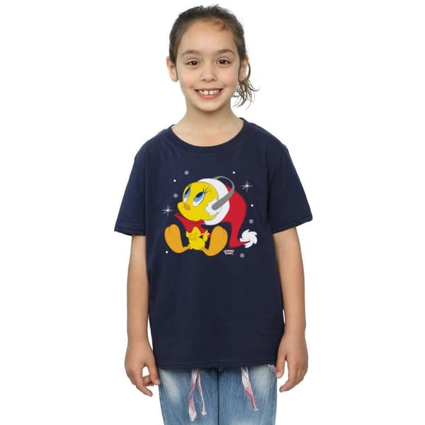 Looney Tunes Girls Christmas Tweety Cotton T-Shirt