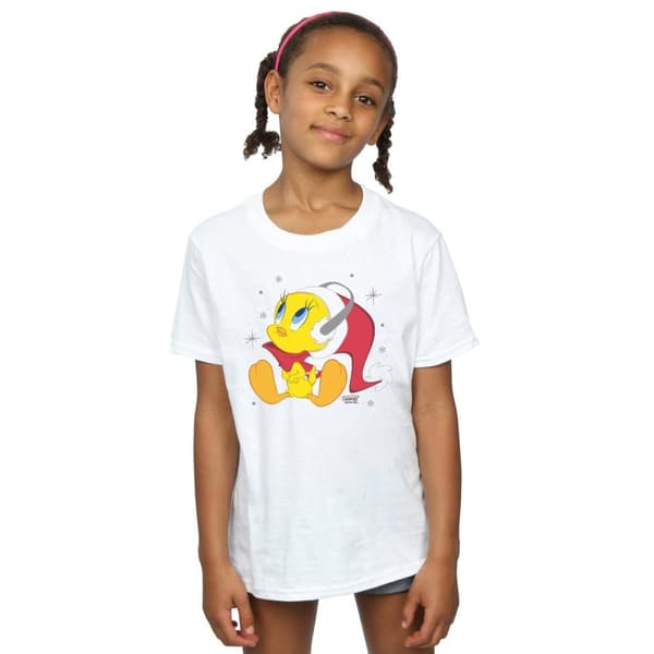 Looney Tunes Girls Christmas Tweety Cotton T-Shirt
