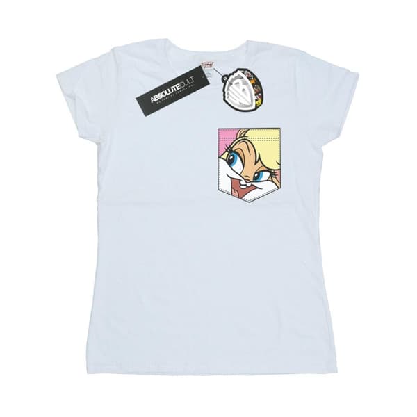 Looney Tunes Womens/Ladies Lola Bunny Face Faux Pocket Cotton T-Shirt