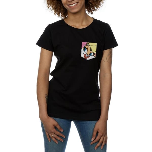 Looney Tunes Womens/Ladies Lola Bunny Face Faux Pocket Cotton T-Shirt
