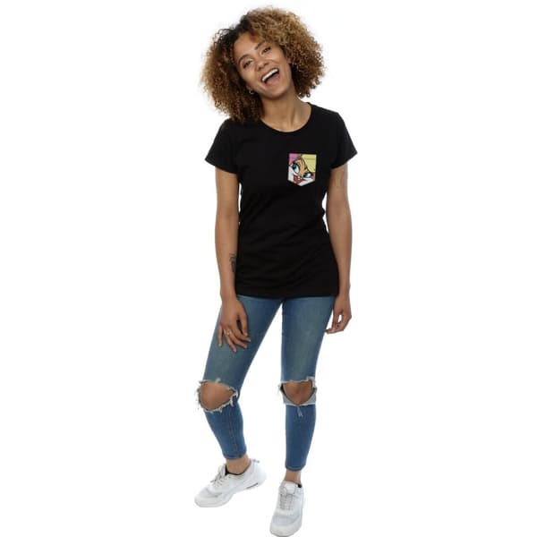 Looney Tunes Womens/Ladies Lola Bunny Face Faux Pocket Cotton T-Shirt
