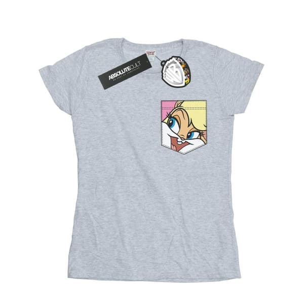 Looney Tunes Womens/Ladies Lola Bunny Face Faux Pocket Cotton T-Shirt