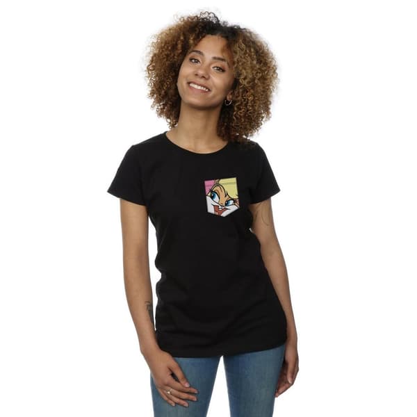 Looney Tunes Womens/Ladies Lola Bunny Face Faux Pocket Cotton T-Shirt