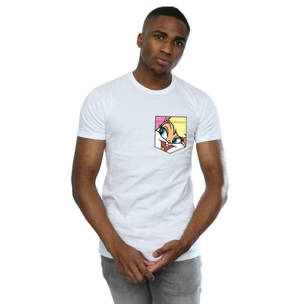 Looney Tunes Mens Lola Bunny Face Faux Pocket T-Shirt
