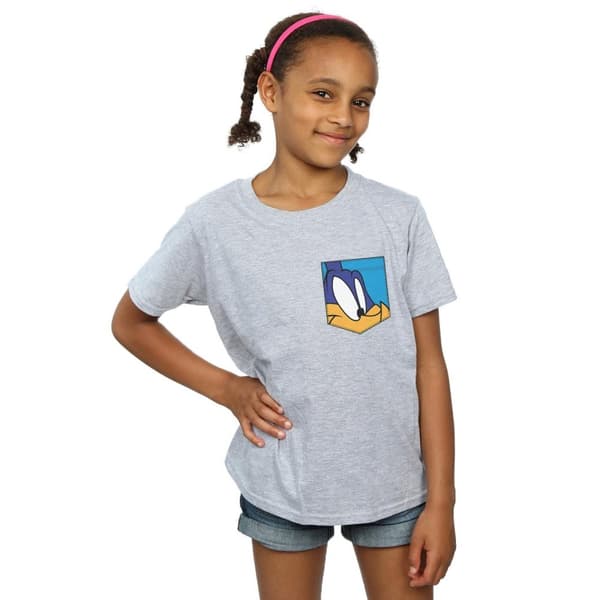 Looney Tunes T-shirt i bomull med Road Runner-ansikte och fuskficka för flickor