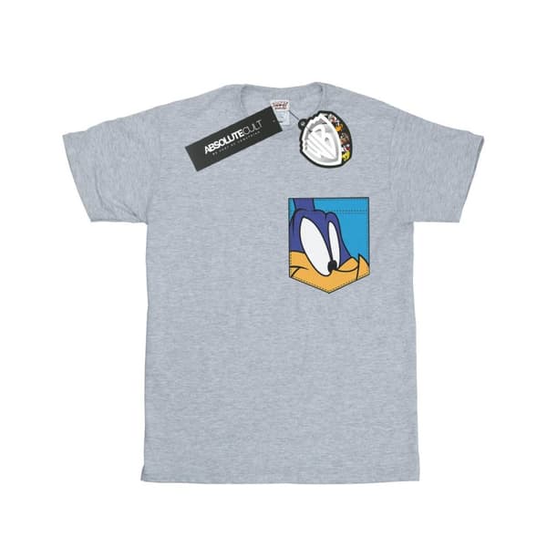 Looney Tunes T-shirt i bomull med Road Runner-ansikte och fuskficka för flickor