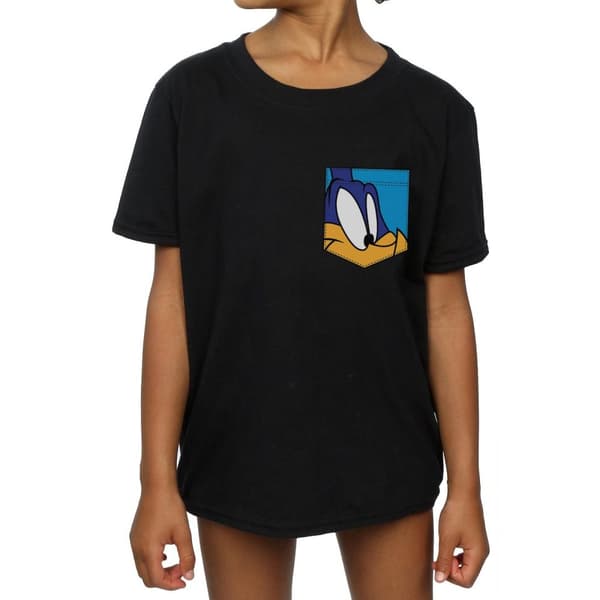 Looney Tunes T-shirt i bomull med Road Runner-ansikte och fuskficka för flickor