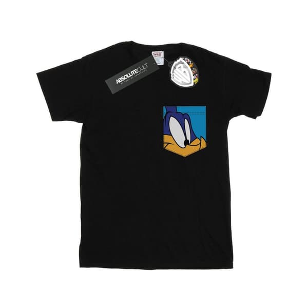 Looney Tunes T-shirt i bomull med Road Runner-ansikte och fuskficka för flickor