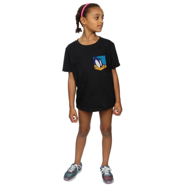 Looney Tunes Girls Road Runner Face Faux Pocket Cotton T-Shirt