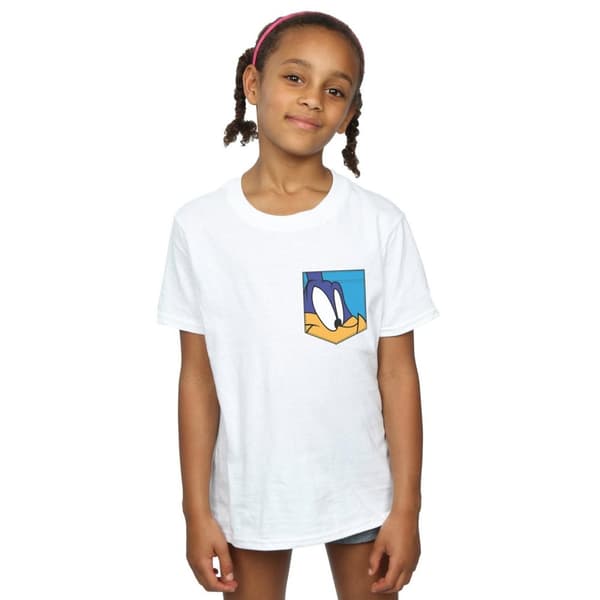 Looney Tunes Girls Road Runner Face Faux Pocket Cotton T-Shirt