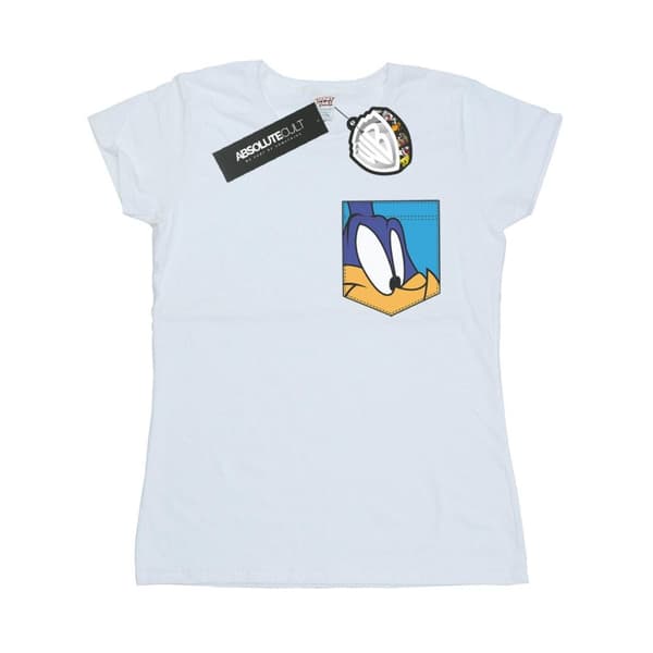 Looney Tunes Womens/Ladies Road Runner Face Faux Pocket Cotton T-Shirt