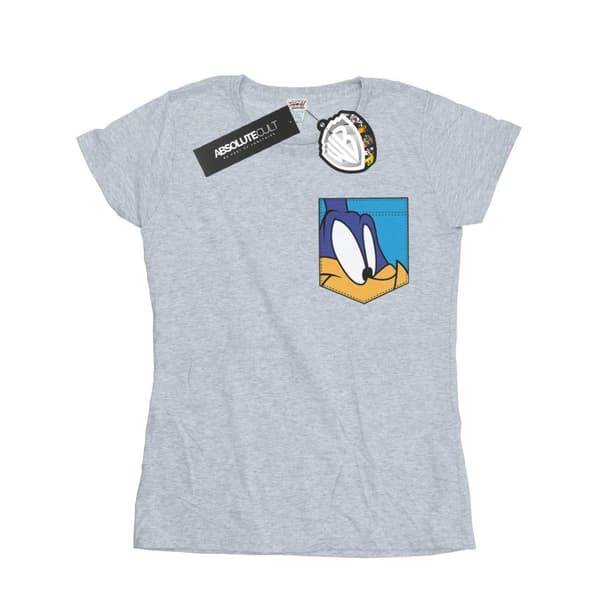Looney Tunes Womens/Ladies Road Runner Face Faux Pocket Cotton T-Shirt