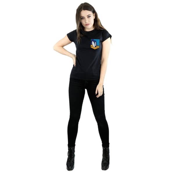 Looney Tunes Womens/Ladies Road Runner Face Faux Pocket Cotton T-Shirt