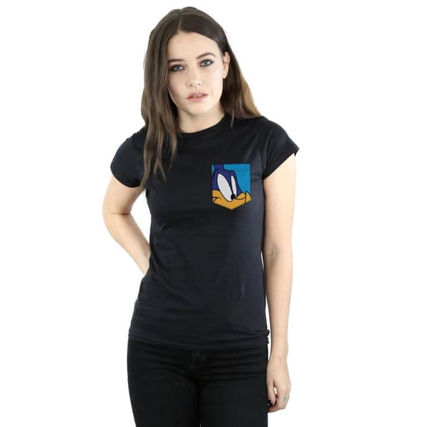 Looney Tunes Womens/Ladies Road Runner Face Faux Pocket Cotton T-Shirt