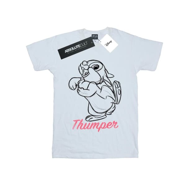 Disney Womens/Ladies Bambi Thumper Line Drawing Cotton Boyfriend T-Shirt
