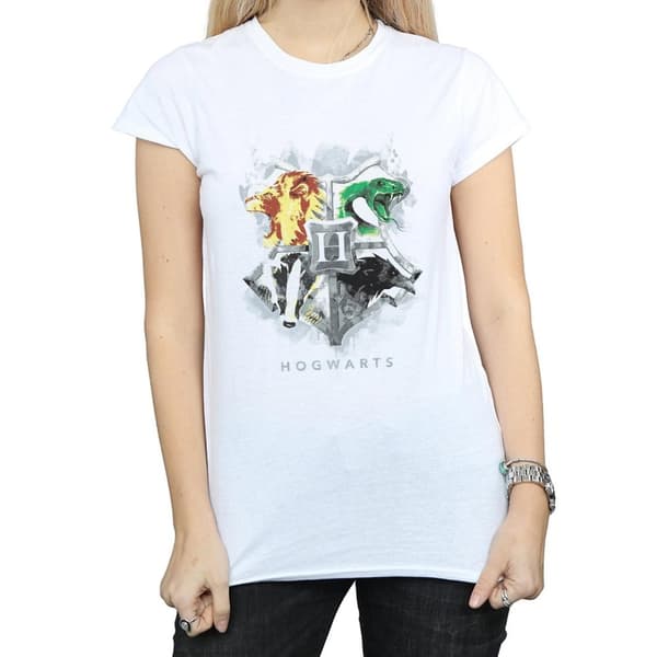 Harry Potter Dam/Tjej - Hogwarts - T-shirt i bomull med målad vapensköld