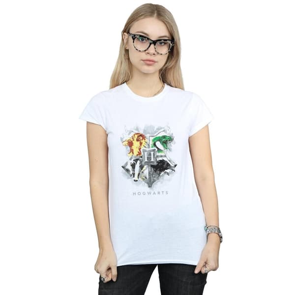 Harry Potter Dam/Tjej - Hogwarts - T-shirt i bomull med målad vapensköld