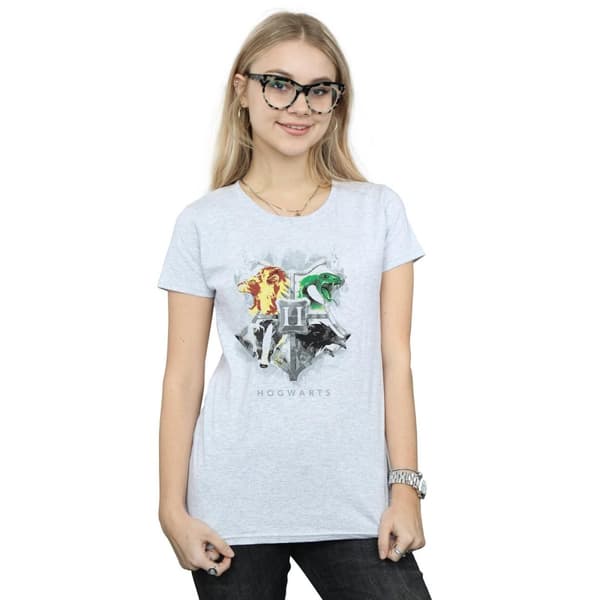 Harry Potter Dam/Tjej - Hogwarts - T-shirt i bomull med målad vapensköld