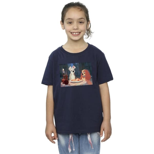 Disney T-shirt i bomull med foto av spagetti - Lady and the Tramp