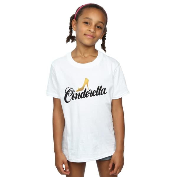 Disney Girls Cinderella Shoe Logo Cotton T-Shirt
