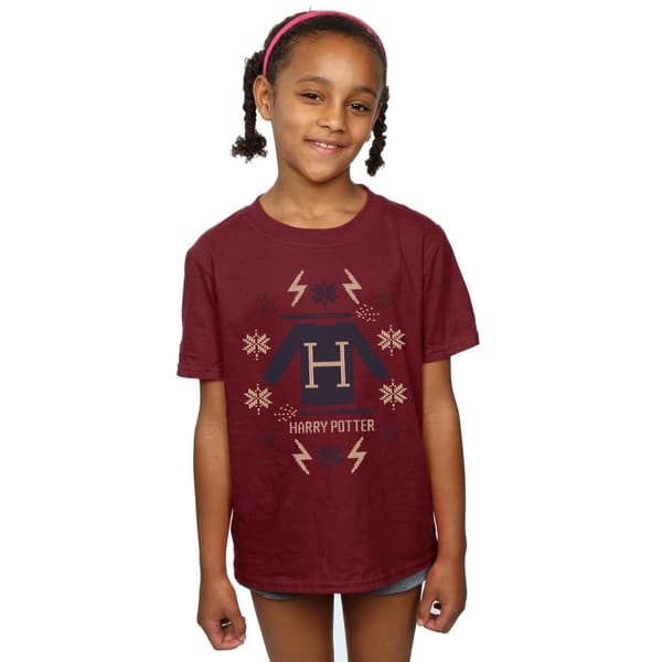 Harry Potter Girls Christmas Knit Cotton T-Shirt