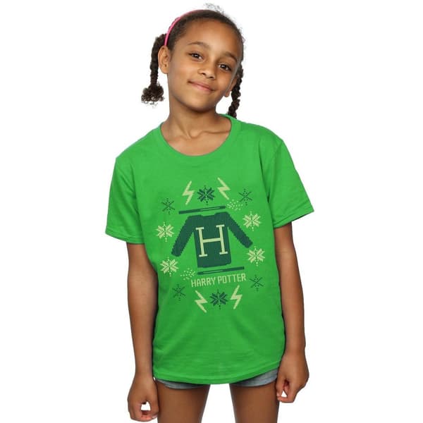 Harry Potter Girls Christmas Knit Cotton T-Shirt