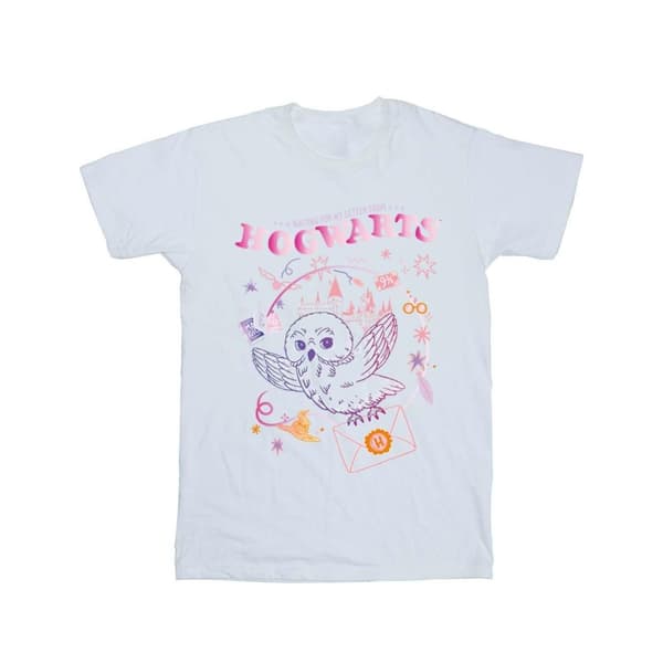 Harry Potter Girls Owl Letter Cotton T-Shirt White 12-13 Years