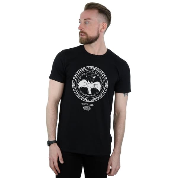 Looney Tunes Mens Sylvester Greek Circle T-Shirt