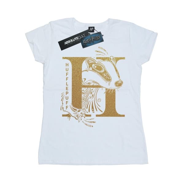 Harry Potter Womens/Ladies Hufflepuff Glitter Cotton T-Shirt