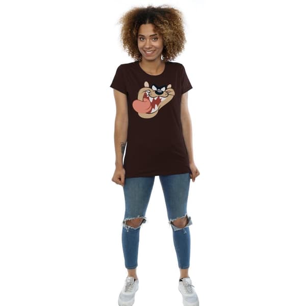 Looney Tunes Dam/Tjej Tasmanian Devil Face - T-shirt i bomull