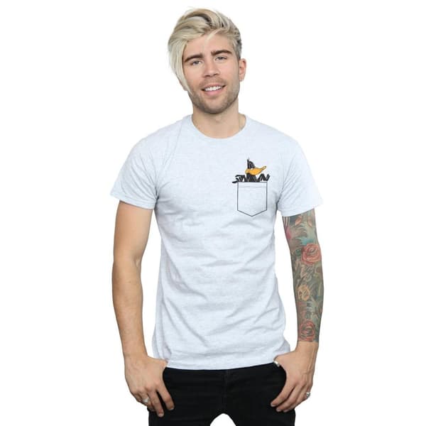 Looney Tunes Mens Daffy Duck Faux Pocket T-Shirt