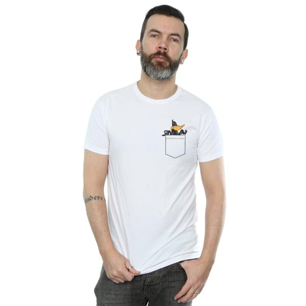 Looney Tunes Mens Daffy Duck Faux Pocket T-Shirt