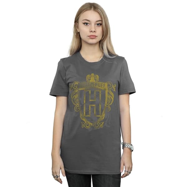 Harry Potter Womens/Ladies Hufflepuff Badger Crest Cotton Boyfriend T-Shirt