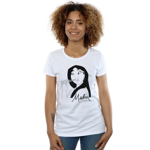 Disney Womens/Ladies Mulan Chopsticks Cotton T-Shirt