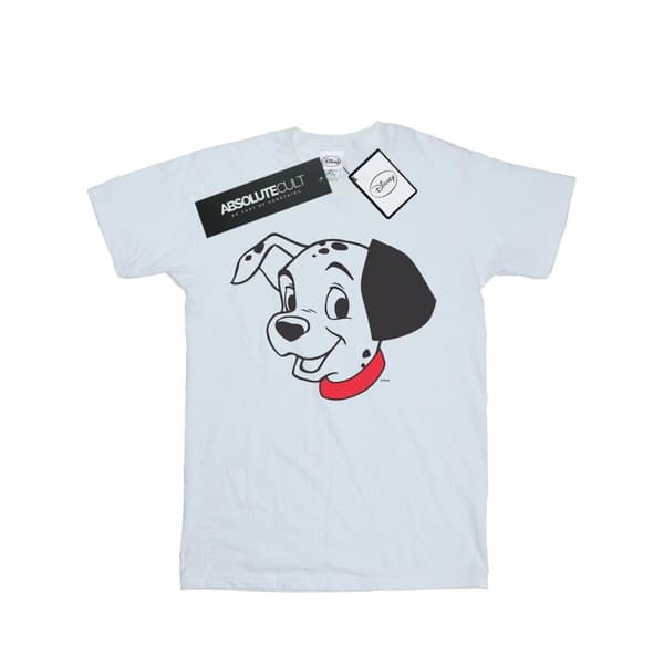 Disney Dam/Tjej 101 Dalmatians Dalmatinerhuvud Boyfriend T-shirt i bomull White S
