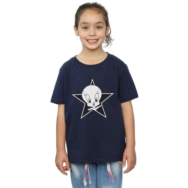 Looney Tunes Tweety Pie Mono Star T-shirt i bomull för flickor