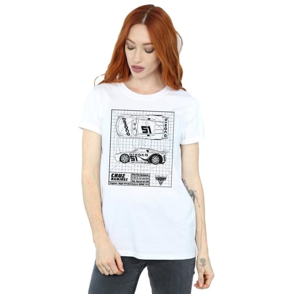 Disney Womens/Ladies Cars Cruz Ramirez Blueprint Cotton Boyfriend T-Shirt