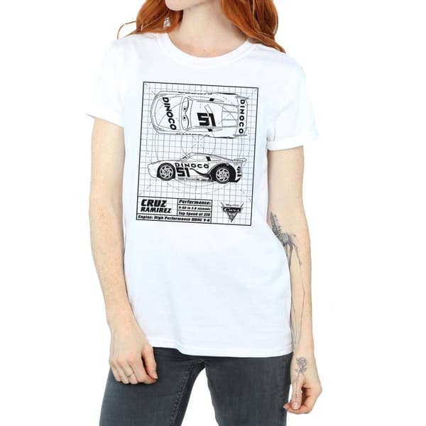 Disney Womens/Ladies Cars Cruz Ramirez Blueprint Cotton Boyfriend T-Shirt
