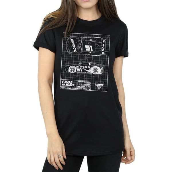 Disney Womens/Ladies Cars Cruz Ramirez Blueprint Cotton Boyfriend T-Shirt