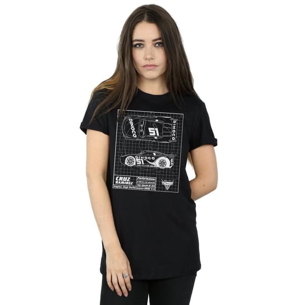Disney Womens/Ladies Cars Cruz Ramirez Blueprint Cotton Boyfriend T-Shirt