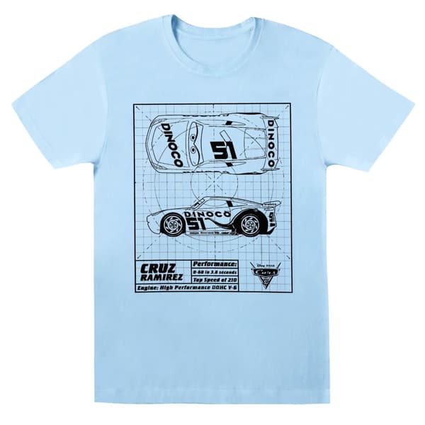 Disney Womens/Ladies Cars Cruz Ramirez Blueprint Cotton Boyfriend T-Shirt